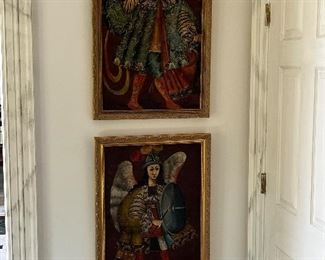 PAIR OF CUZCO SCHOOL, UNSIGNED, ANGEL DRESSED AS 17TH CENTURY CONQUISTA