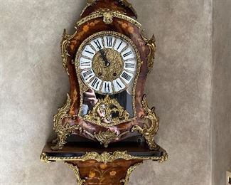 TABLE CLOCK WITH MANTLE…GALLO LUIS XV 14 KT GOLD OVER BRONZE…circa 1870