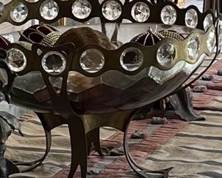 Custom made bronze and crystal center bowl…art glass and bronze appraised at $3800