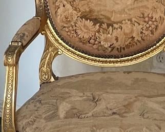 Louis XIV GILT wooden fauteuils with original Aubusson…appraisal is $12,000 for the pair 