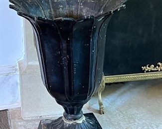 Pair antique French iron tulip urns circa 1780