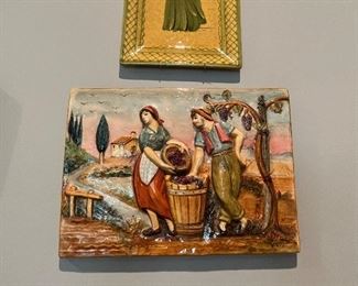 Glazed terra cotta painted tiles