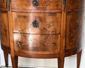 Louis XVI Marble Top Marquetry Inlaid Commode