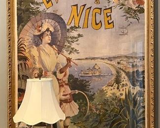 Very important original poster…extremely large size…Emmanuel Brun L'HIVER A NICE Color lithograph poster