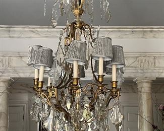 Large cut crystal chandelier circa 1900 with fully cut 1/2 pound each spears 