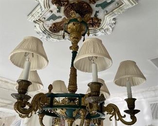 Large gilt bronze & verde gris Empire chandelier…appraisal is $4000
