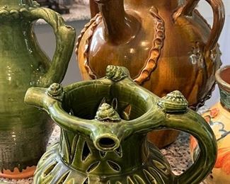 Huge collection of Majolica and antique Italian glazed terra cotta 