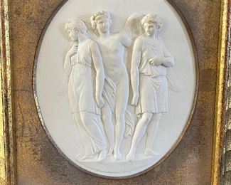 Very large French bisque porcelain plaque circa 1870