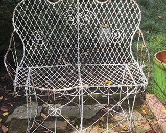 Victorian French scrolled iron bench circa 1860