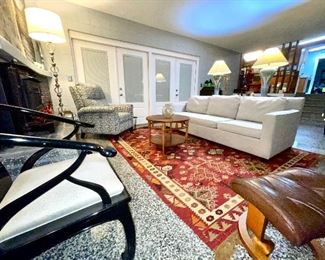 West Elm Sofa, Linen 84"long
Black Lacquer Henredon Chair
