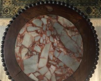 Close up of Rosewood plant stand with marble top