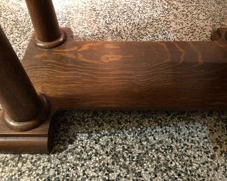 View of bottom shelf of library table