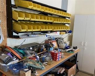 Workbench and Cubbies Filled with Tools and Supplies