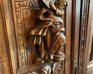 Antique Hand Carved Figural Sideboard