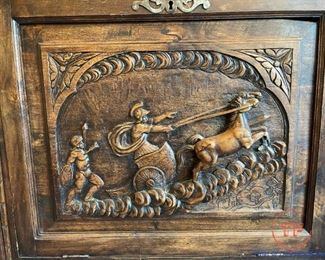 Antique Hand Carved Figural Sideboard