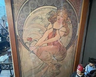 Art Nouveau Girl with Red Flower by ALPHONSE MUCHA