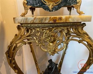 French Style Cherub Marble Topped Side Table