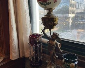 Victorian Cherub Electrified Lamp