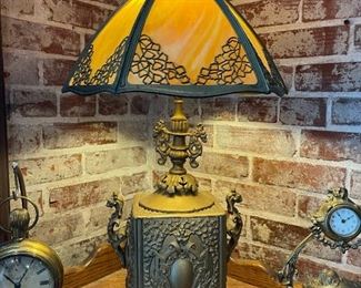 Antique Slag Glass Lamp