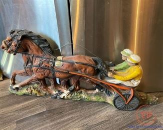 Vintage 1966 Universal Statuary #382 Harness Horse Racing by W. Marotta 