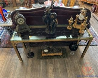 Glass Topped Brass Sofa Table