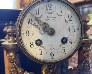 Antique Mantel Clock and Sconces Set