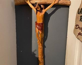 Hand Carved Wood Religious Sculpture