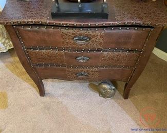 Leather Wrapped 3 Drawer Chest / Table