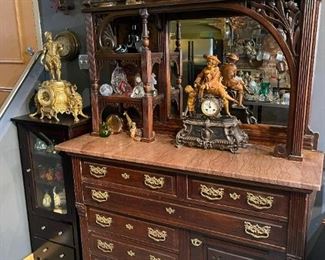 Antique Marble Topped Sideboard