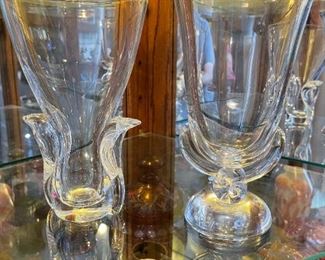 STEUBEN Signed Glass Art Vases