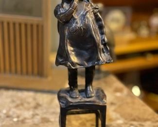 Bronze Sculpture Girl on Stool After Juan Clara
