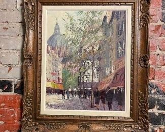Original Oil on Canvas Street Scene by MARCEL BRISSON