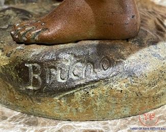 Bronze PAIR Boy and Girl Sculpture by EMILE BUCHON