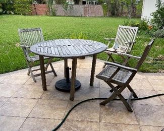 Teak wood patio table & chairs