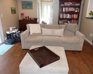 Neutral sofa with ottoman coffee table