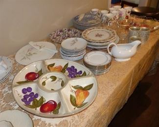 Assorted china plates