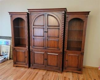 3pc. Lighted Entertainment Cabinet (breaks down into 6 pieces for easy transportation) (2) are 24x20x78 and (1) is 45x24x82