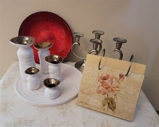 Pottery, Candle Sticks, and Photo Album