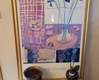 Picture 27x39, (2) Vases, Plant, and (4) Little Dishes