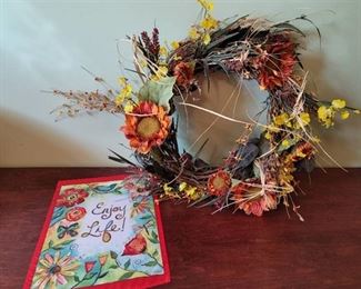 Wreath and Silk Flag