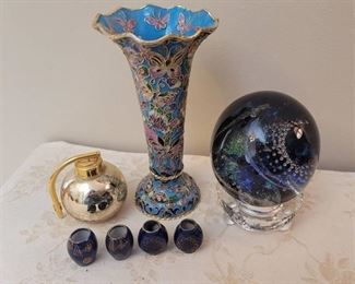 Large Paperweight, Vase, and Perfume Bottle