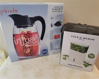 NIB Primula Infuse 3 in 1 Brew, Infuse, and Chill Pitcher and NIB Cole and Mason Fresh Herb Keeper