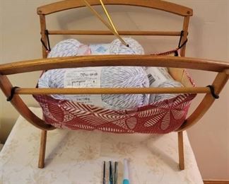 Sewing Bag with Yarn, Knitting Needles, and Crochet Hooks