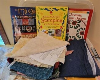 Quilting Books and Material, Tote Included