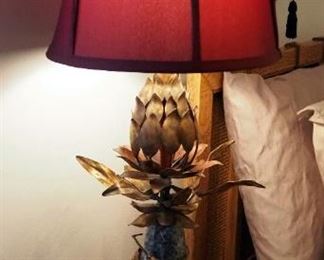 Metal 32" Pineapple Tree Lamp On Stone Base