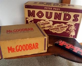 Peter Paul Mounds 24PK Vintage Box, Mr. Goodbar Chocolate Box And Autographed Chubby's Checker Chocolate Bar