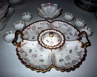 Hand Painted Nippon Divided Serving Dish And Footed Bowl Set