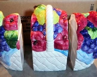 Three-Piece Fruit Basket Cannister Set, Marked CKA