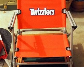 Wood Framed Folding Lawn Chair, Metal Framed Folding Lounge Chair And Twizzlers Lawn Chair