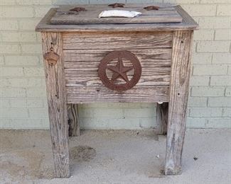 Rustic Primitive Wooden Ice Chest with Texas Star